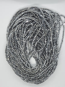 Glass elastic waist beads Silver